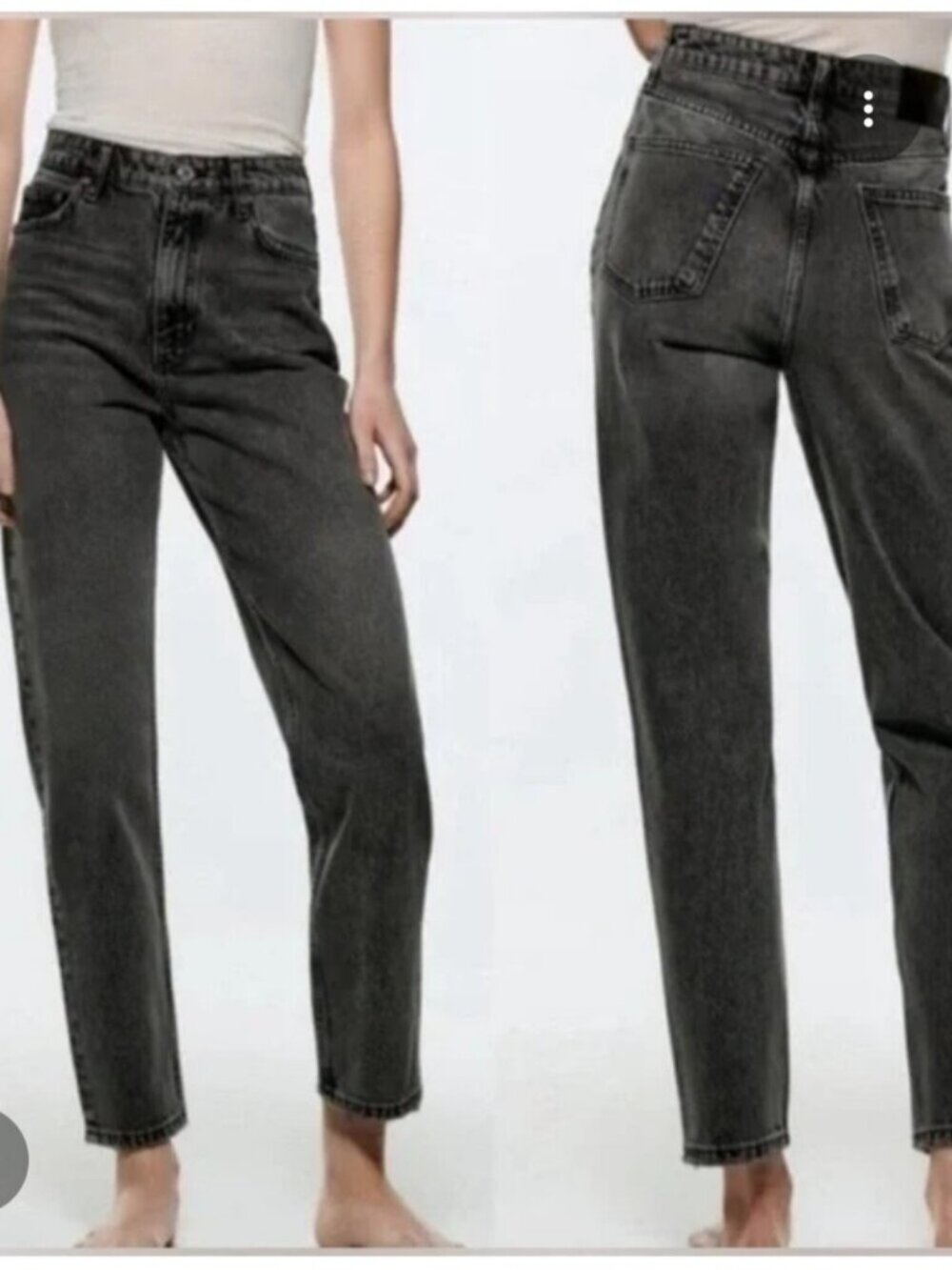 ZARA | Acid Wash Mom Fit Jeans High Waist Black Sz 0